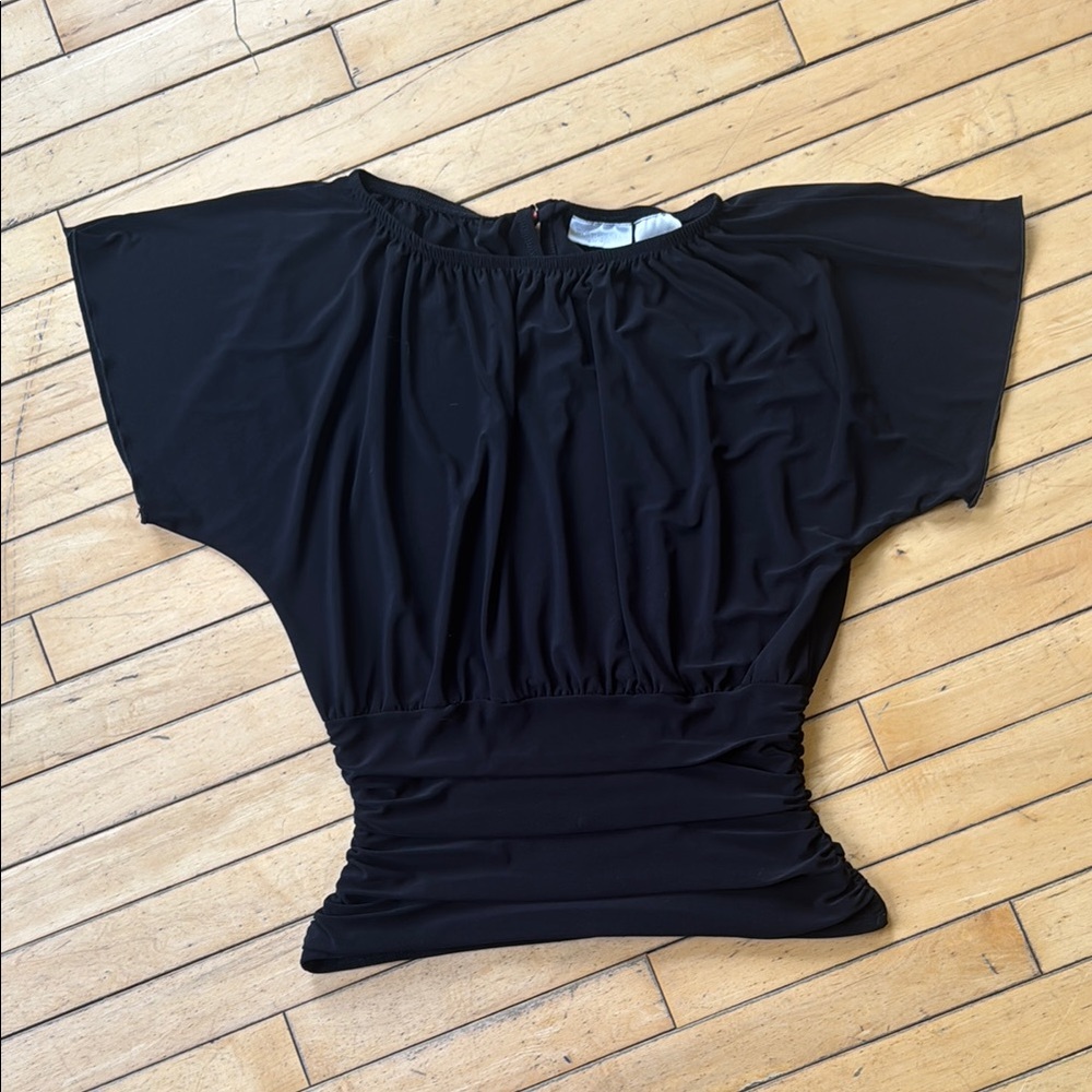 Worthington Black Dolman Sleeve Ruched Blouse